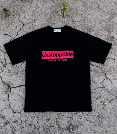 언스탑퍼블 박스로고 반팔티 블랙레드 (UNSTOPPABLE box logo T-shirt)