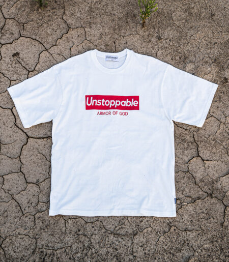 언스탑퍼블 박스로고 반팔티 화이트레드 (UNSTOPPABLE box logo T-shirt)