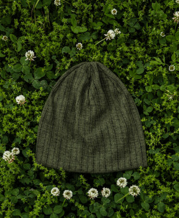 린넨 니트 골지 비니 딥카키 (linen knit beanie)