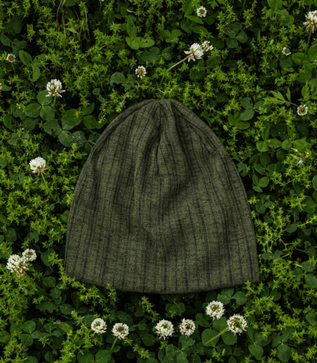 린넨 니트 골지 비니 딥카키 (linen knit beanie)