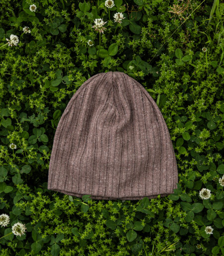 린넨 니트 골지 비니 브릭 (linen knit beanie)