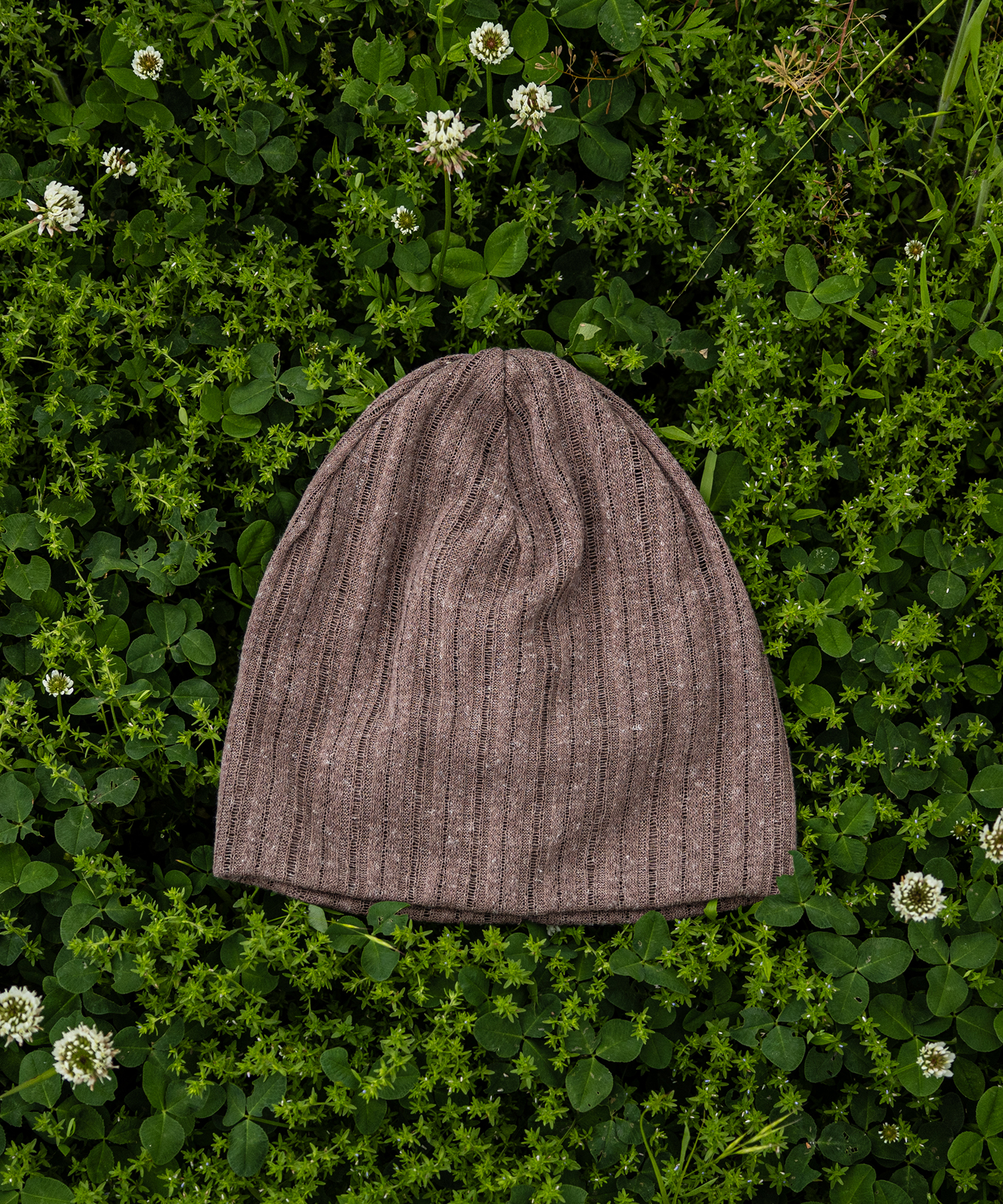 린넨 니트 골지 비니 브릭 (linen knit beanie)