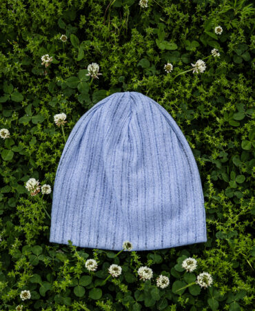 린넨 니트 골지 비니 스카이블루 (linen knit beanie)