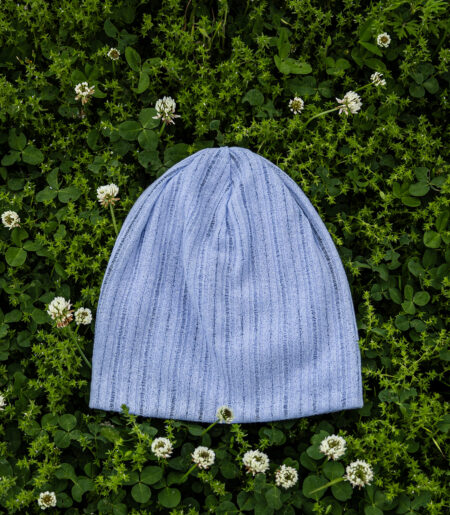린넨 니트 골지 비니 스카이블루 (linen knit beanie)