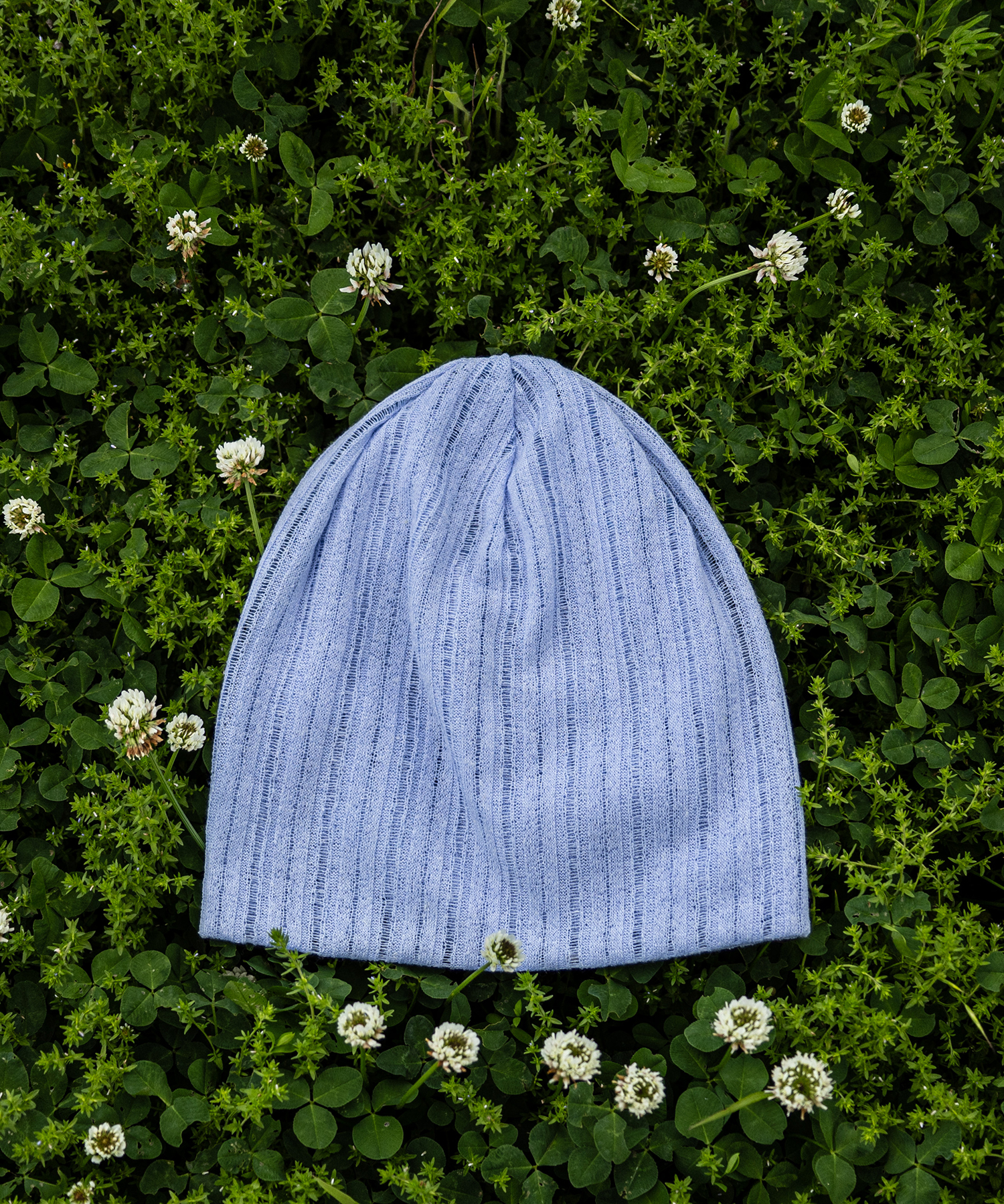 린넨 니트 골지 비니 스카이블루 (linen knit beanie)