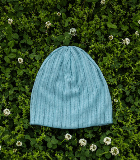 린넨 니트 골지 비니 베이비블루 (linen knit beanie)
