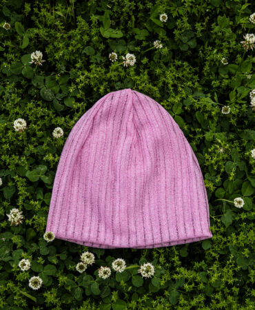 린넨 니트 골지 비니 핑크 (linen knit beanie)