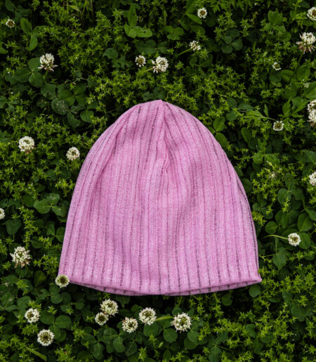 린넨 니트 골지 비니 핑크 (linen knit beanie)