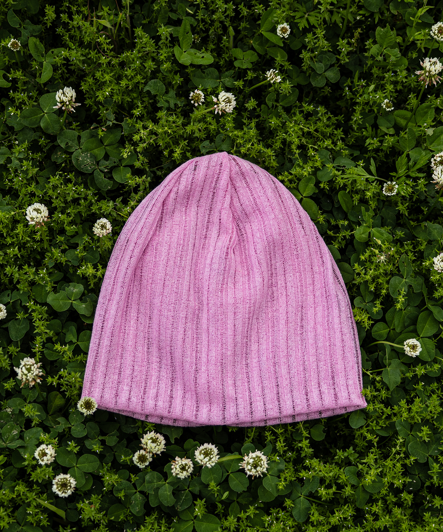 린넨 니트 골지 비니 핑크 (linen knit beanie)