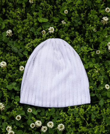린넨 니트 골지 비니 화이트 (linen knit beanie)