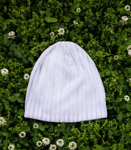 린넨 니트 골지 비니 화이트 (linen knit beanie)