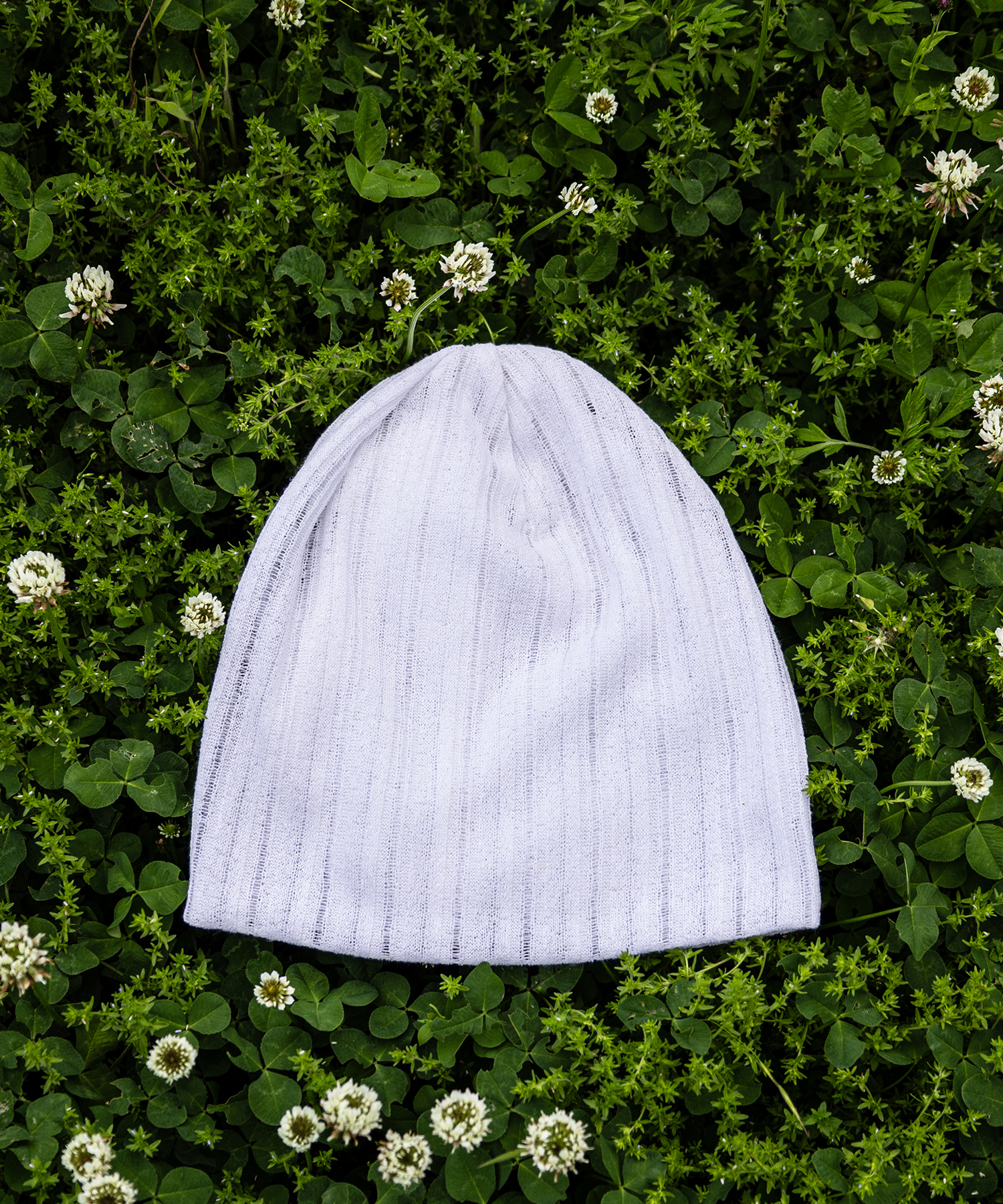 린넨 니트 골지 비니 화이트 (linen knit beanie)