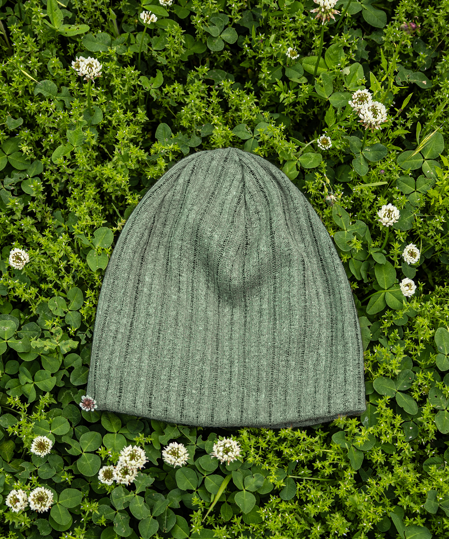 린넨 니트 골지 비니 캄카키 (linen knit beanie)