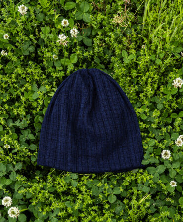 린넨 니트 골지 비니 네이비 (linen knit beanie)