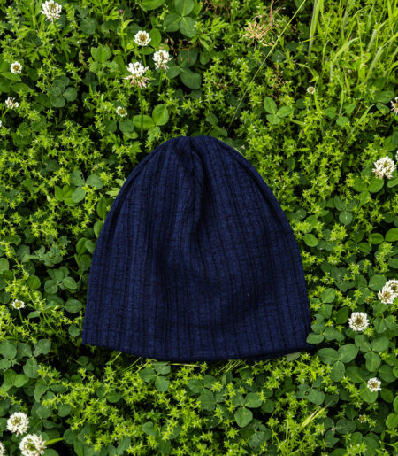 린넨 니트 골지 비니 네이비 (linen knit beanie)