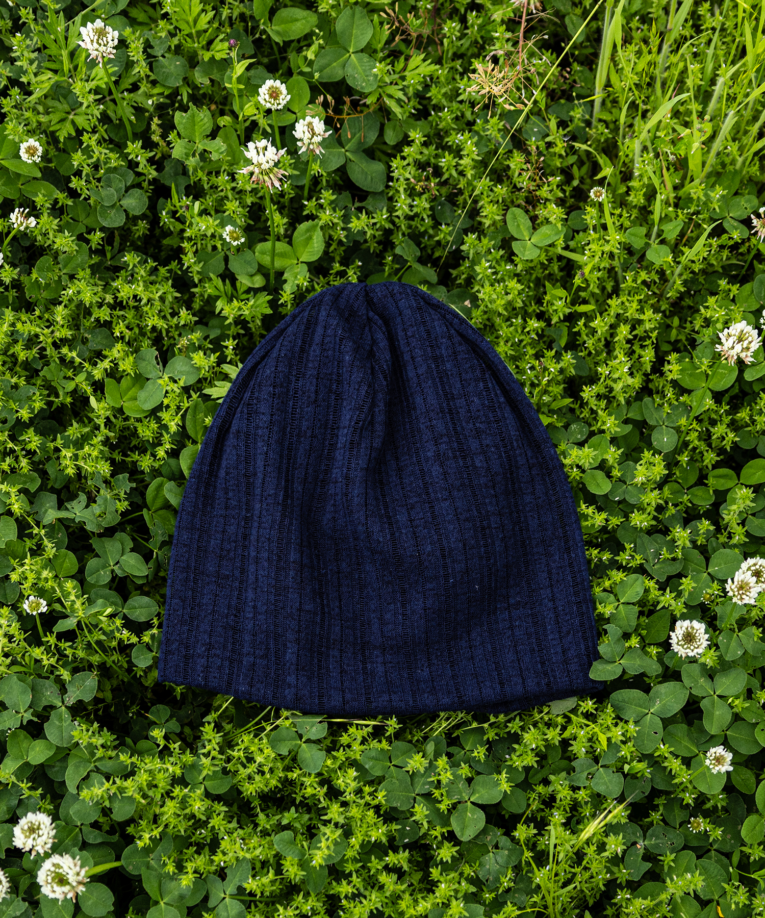 린넨 니트 골지 비니 네이비 (linen knit beanie)