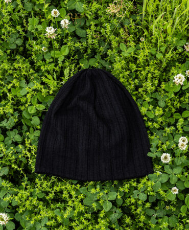 린넨 니트 골지 비니 블랙 (linen knit beanie)
