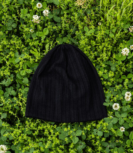린넨 니트 골지 비니 블랙 (linen knit beanie)