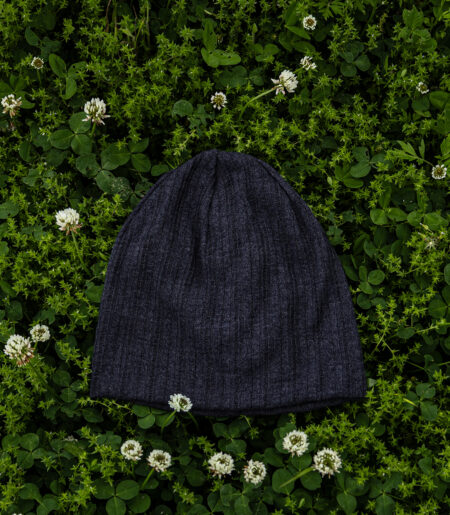 린넨 니트 골지 비니 차콜 (linen knit beanie)