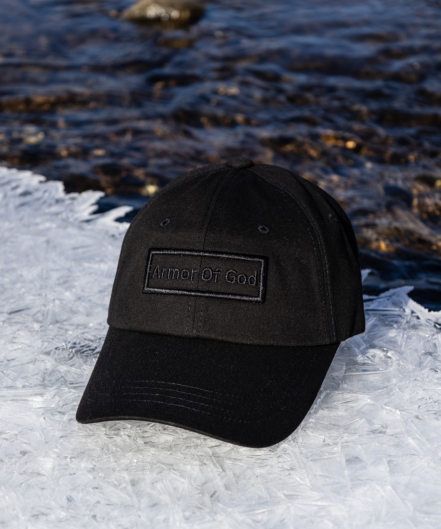 아머오브갓 박스로고 볼캡 올블랙 (ARMOR OF GOD box logo ballcap)