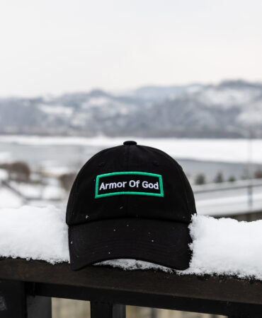 아머오브갓 박스로고 볼캡 블랙그린 (ARMOR OF GOD box logo ballcap)