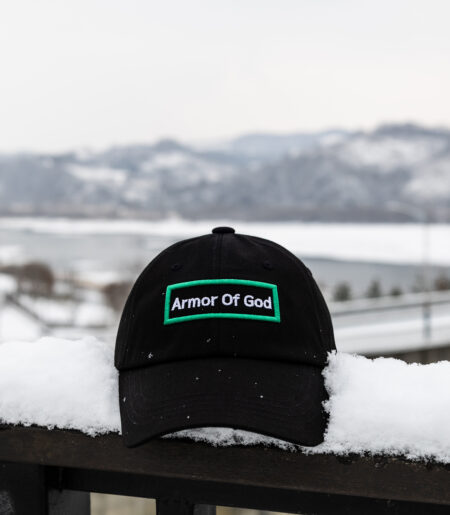 아머오브갓 박스로고 볼캡 블랙그린 (ARMOR OF GOD box logo ballcap)