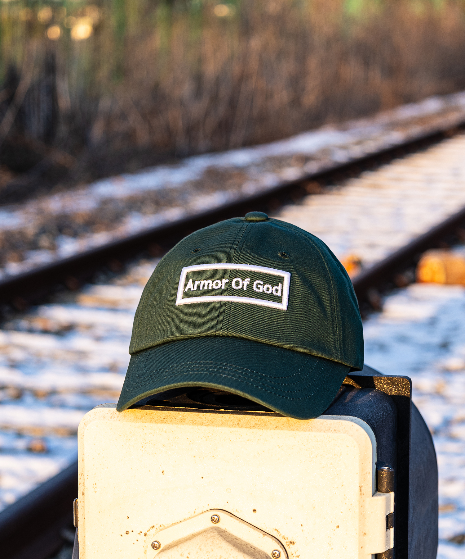 아머오브갓 박스로고 볼캡 딥그린 (ARMOR OF GOD box logo ballcap)