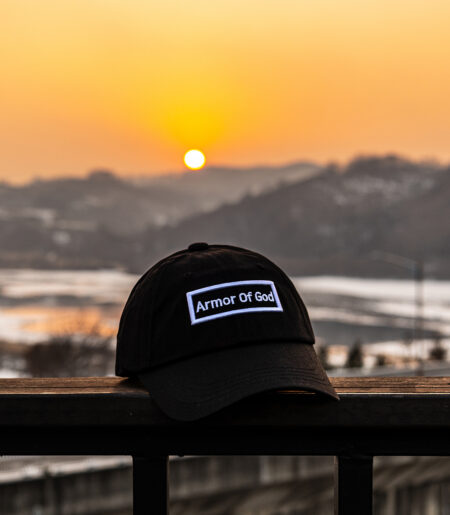 아머오브갓 박스로고 볼캡 블랙화이트 (ARMOR OF GOD box logo ballcap)