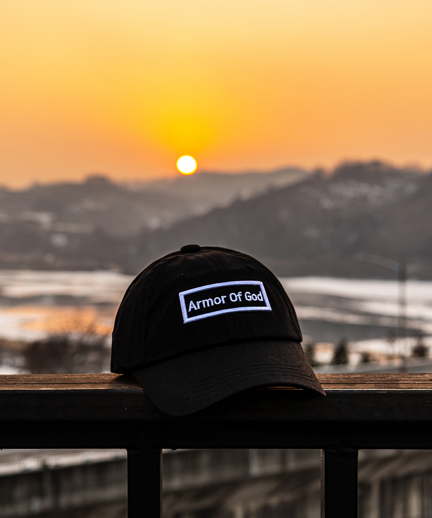 아머오브갓 박스로고 볼캡 블랙화이트 (ARMOR OF GOD box logo ballcap)