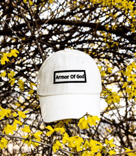 아머오브갓 박스로고 볼캡 화이트 (ARMOR OF GOD box logo ballcap)