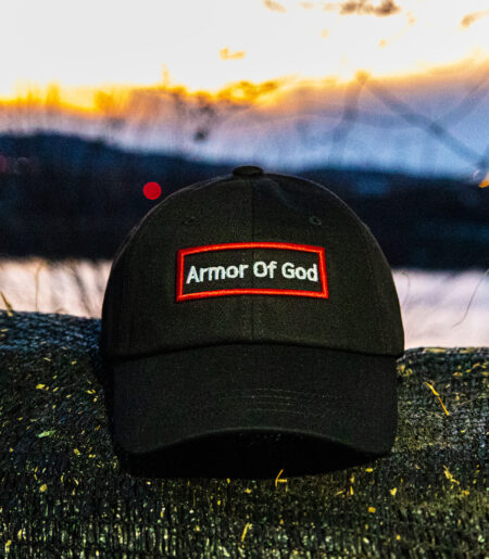 아머오브갓 박스로고 볼캡 블랙레드 (ARMOR OF GOD box logo ballcap)