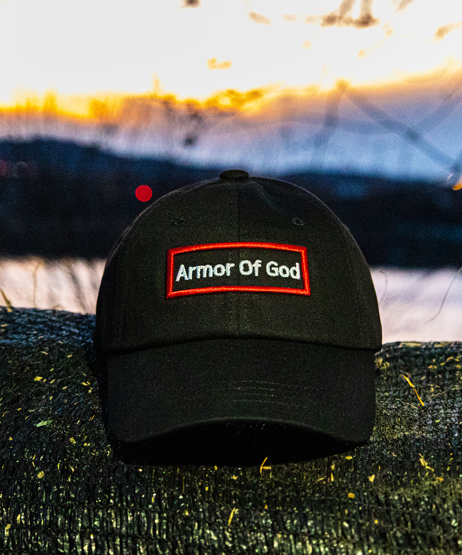 아머오브갓 박스로고 볼캡 블랙레드 (ARMOR OF GOD box logo ballcap)