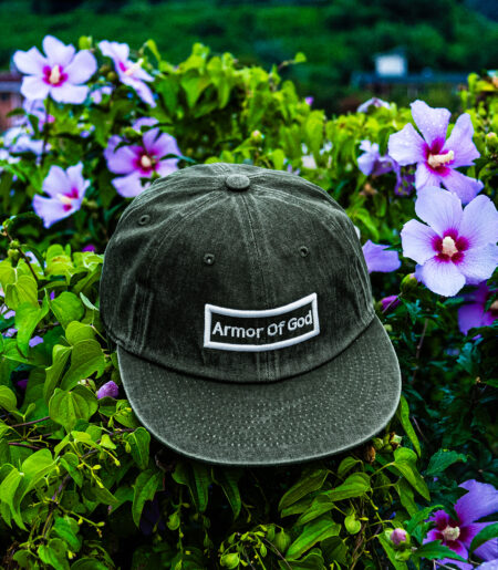 아머오브갓 박스로고 평챙 플랫캡 엣지카키 (ARMOR OF GOD flat cap)