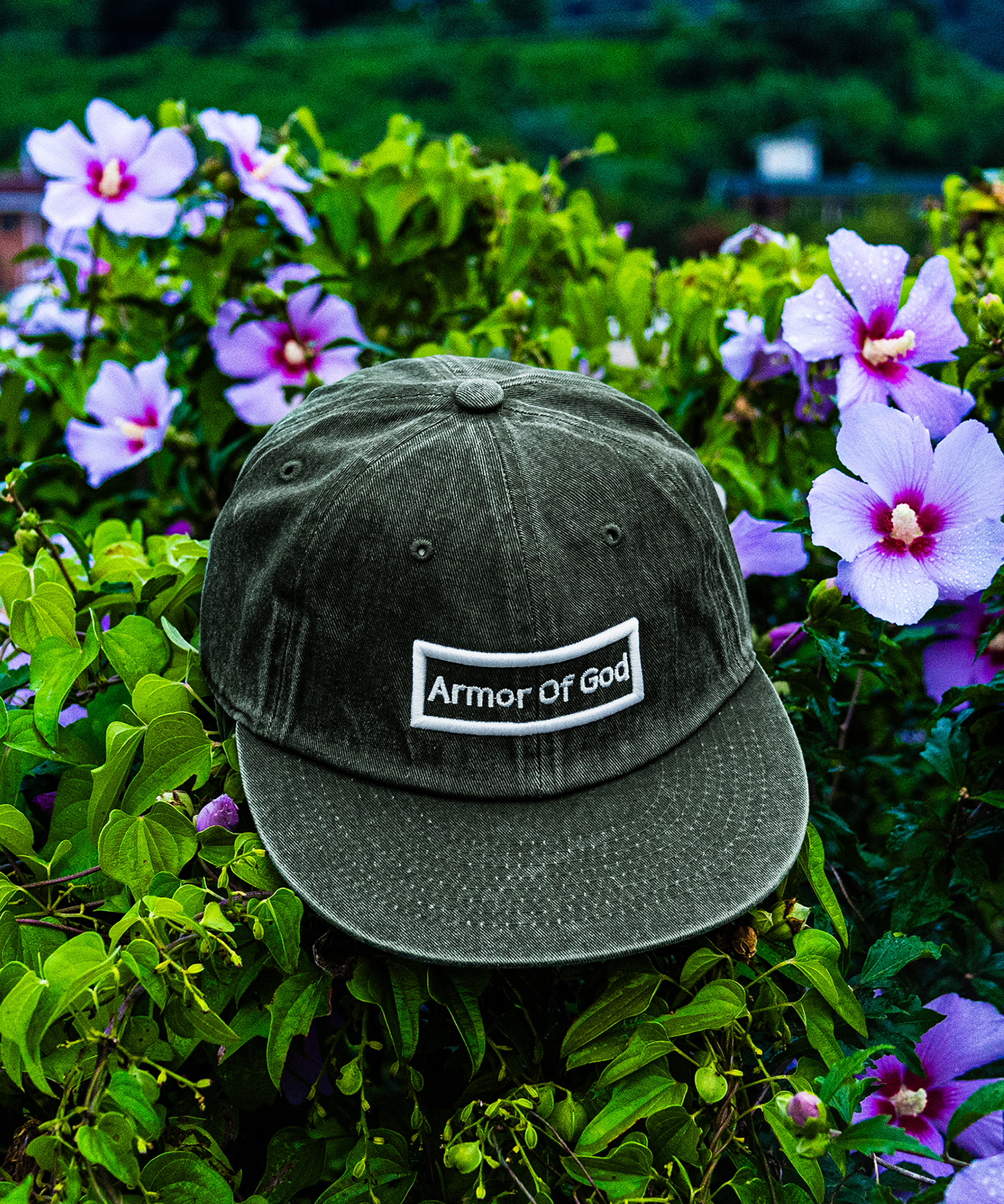 아머오브갓 박스로고 평챙 플랫캡 엣지카키 (ARMOR OF GOD flat cap)