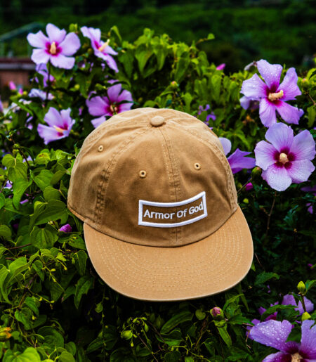아머오브갓 박스로고 평챙 플랫캡 캐러멜 (ARMOR OF GOD flat cap)