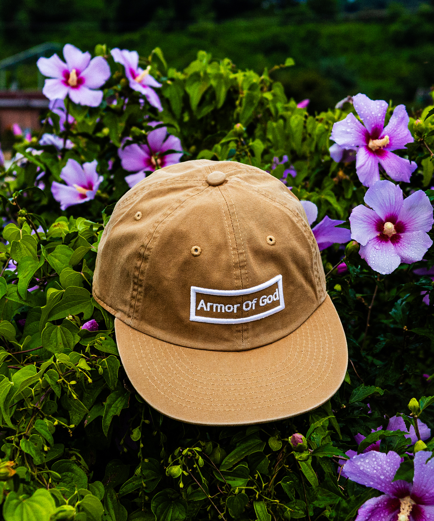 아머오브갓 박스로고 평챙 플랫캡 캐러멜 (ARMOR OF GOD flat cap)