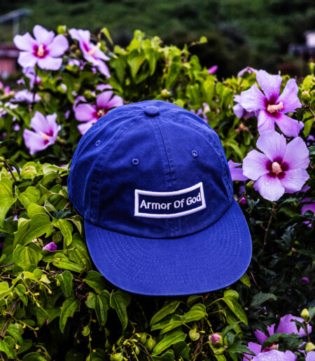 아머오브갓 박스로고 평챙 플랫캡 블루 (ARMOR OF GOD flat cap)
