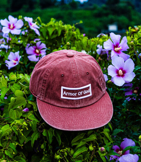 아머오브갓 박스로고 평챙 플랫캡 엣지버건디 (ARMOR OF GOD flat cap)