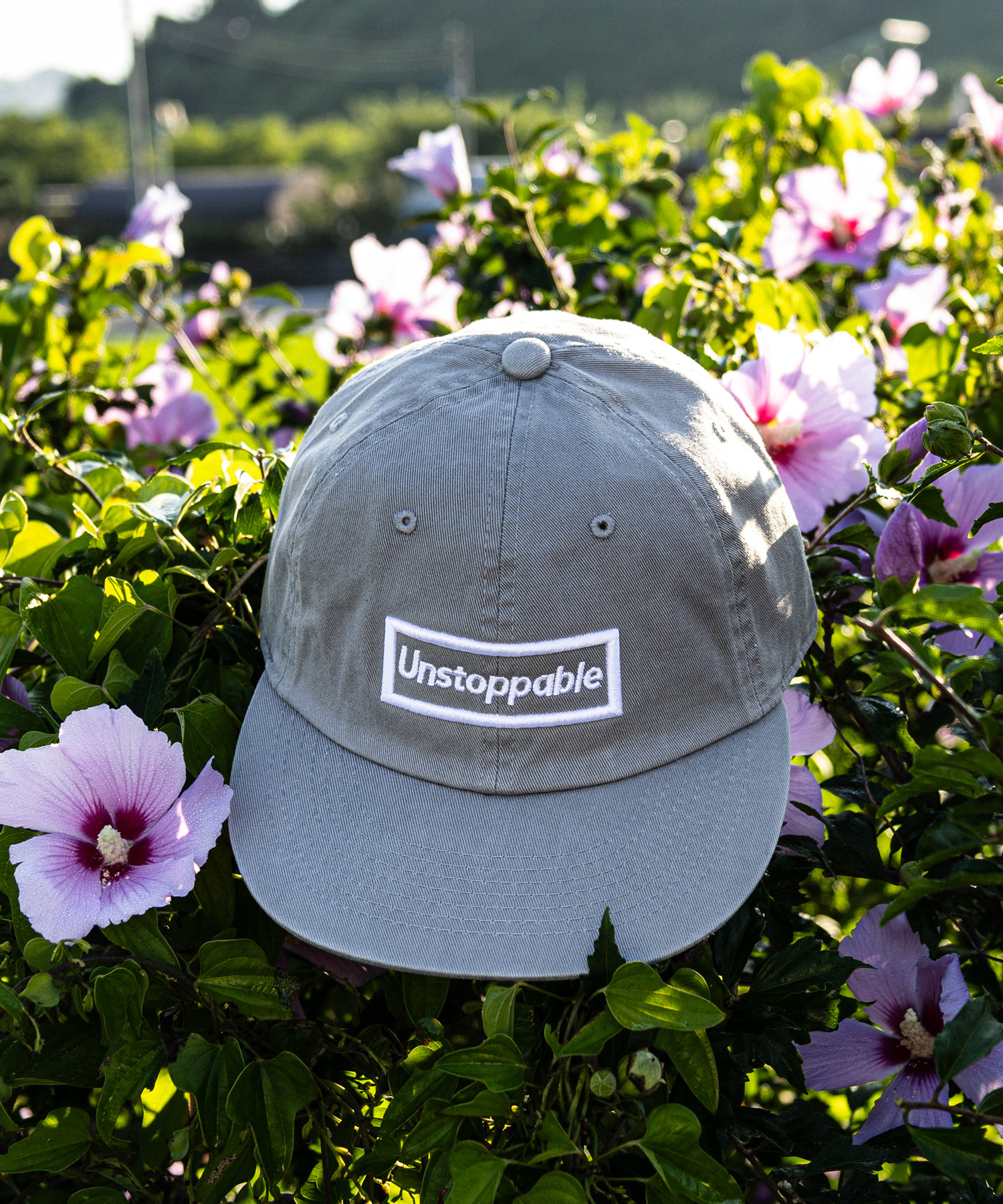 언스탑퍼블 박스로고 평챙 플랫캡 애쉬그레이 (UNSTOPPABLE box logo flat cap)