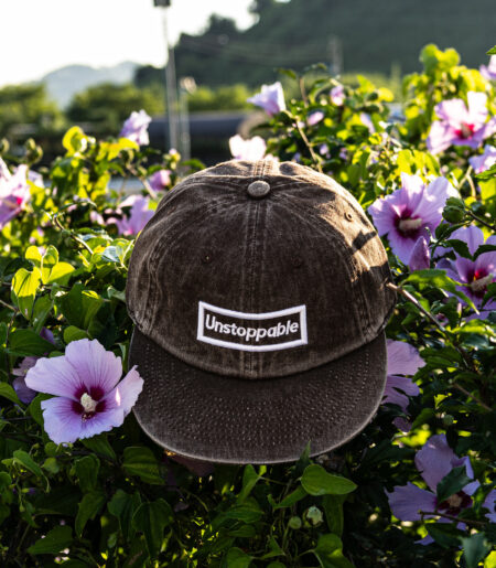 언스탑퍼블 박스로고 평챙 플랫캡 엣지브라운 (UNSTOPPABLE box logo flat cap)