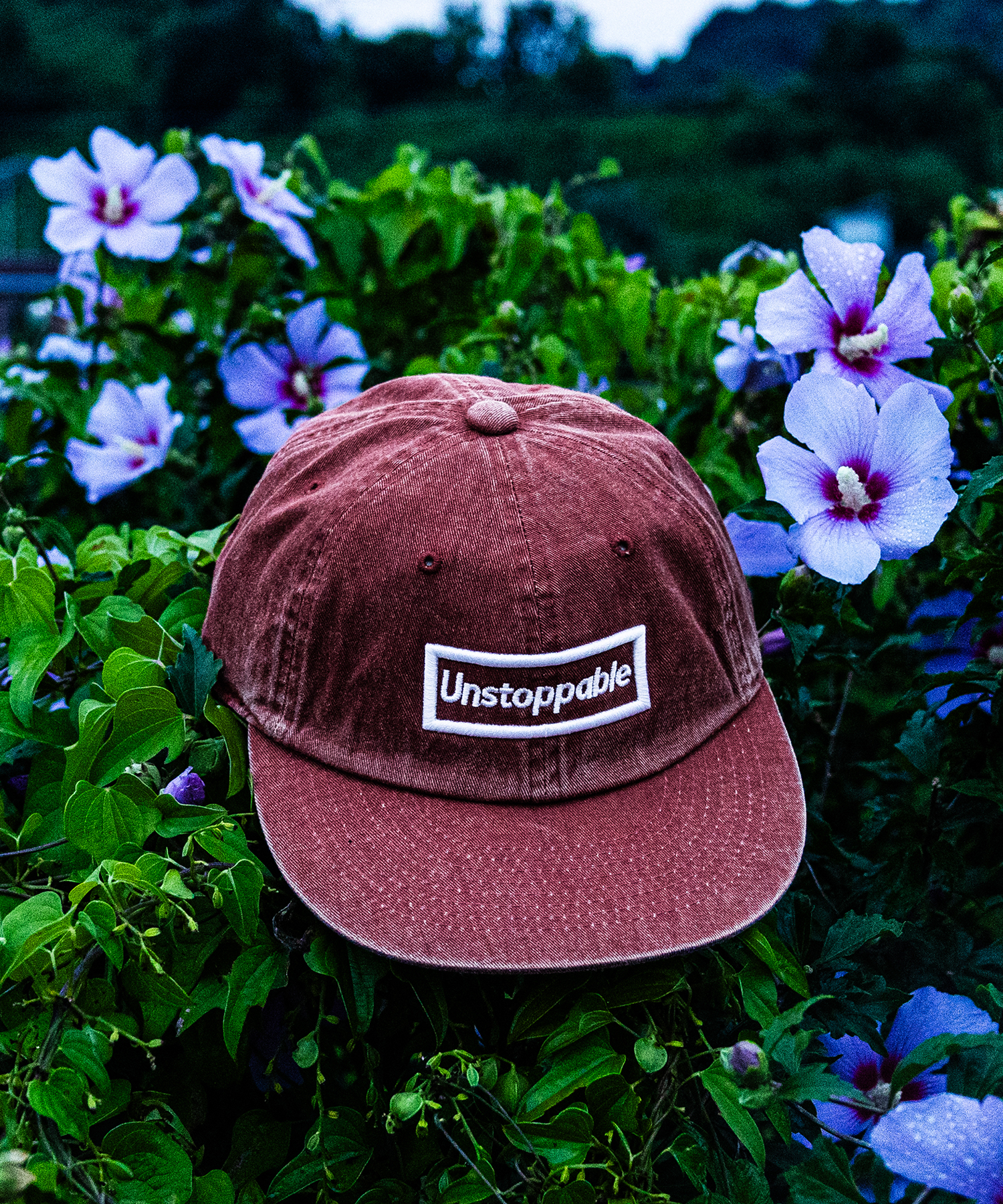 언스탑퍼블 박스로고 플랫캡 평챙 엣지버건디 (UNSTOPPABLE box logo flat cap)