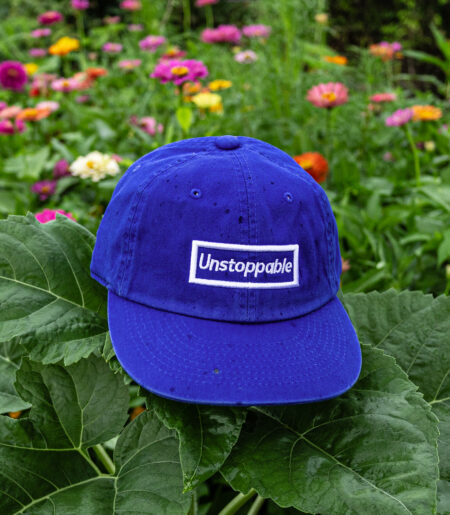언스탑퍼블 박스로고 평챙 플랫캡 블루 (UNSTOPPABLE box logo flat cap)