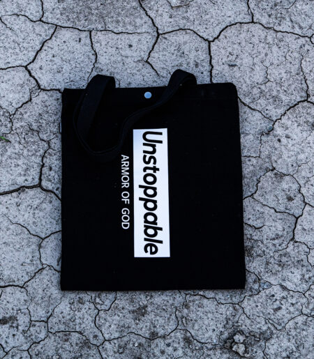 언스탑퍼블 박스로고 에코백 블랙화이트 (UNSTOPPABLE box logo eco bag)