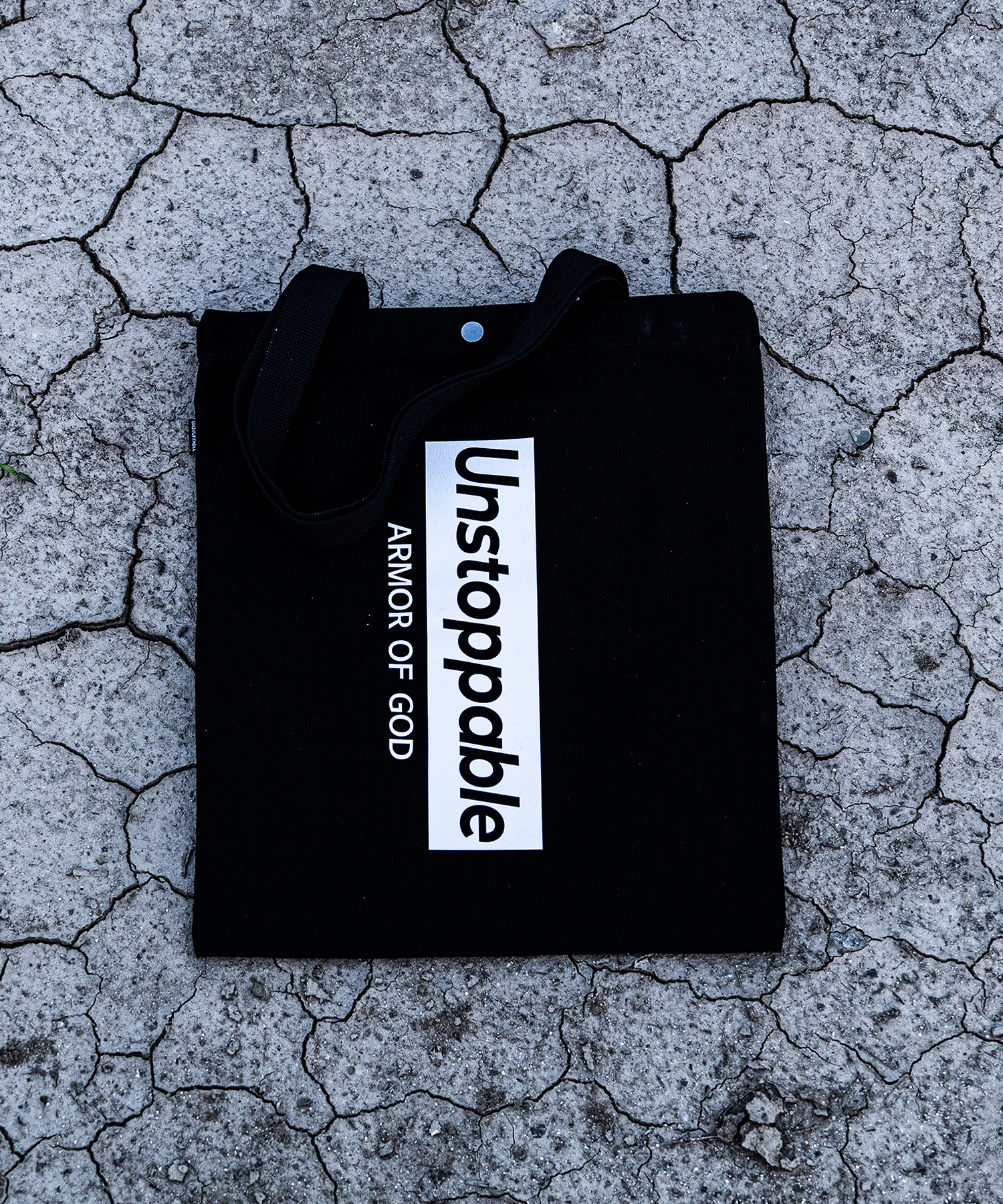 언스탑퍼블 박스로고 에코백 블랙화이트 (UNSTOPPABLE box logo eco bag)