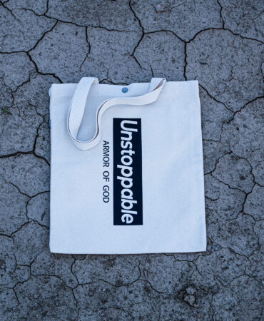 언스탑퍼블 박스로고 에코백 아이보리블랙 (UNSTOPPABLE box logo eco bag)