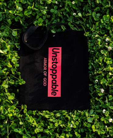 언스탑퍼블 박스로고 에코백 블랙레드 (UNSTOPPABLE box logo eco bag)