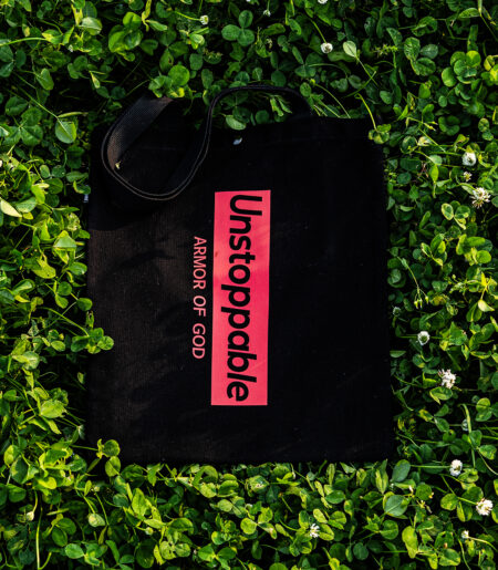 언스탑퍼블 박스로고 에코백 블랙레드 (UNSTOPPABLE box logo eco bag)
