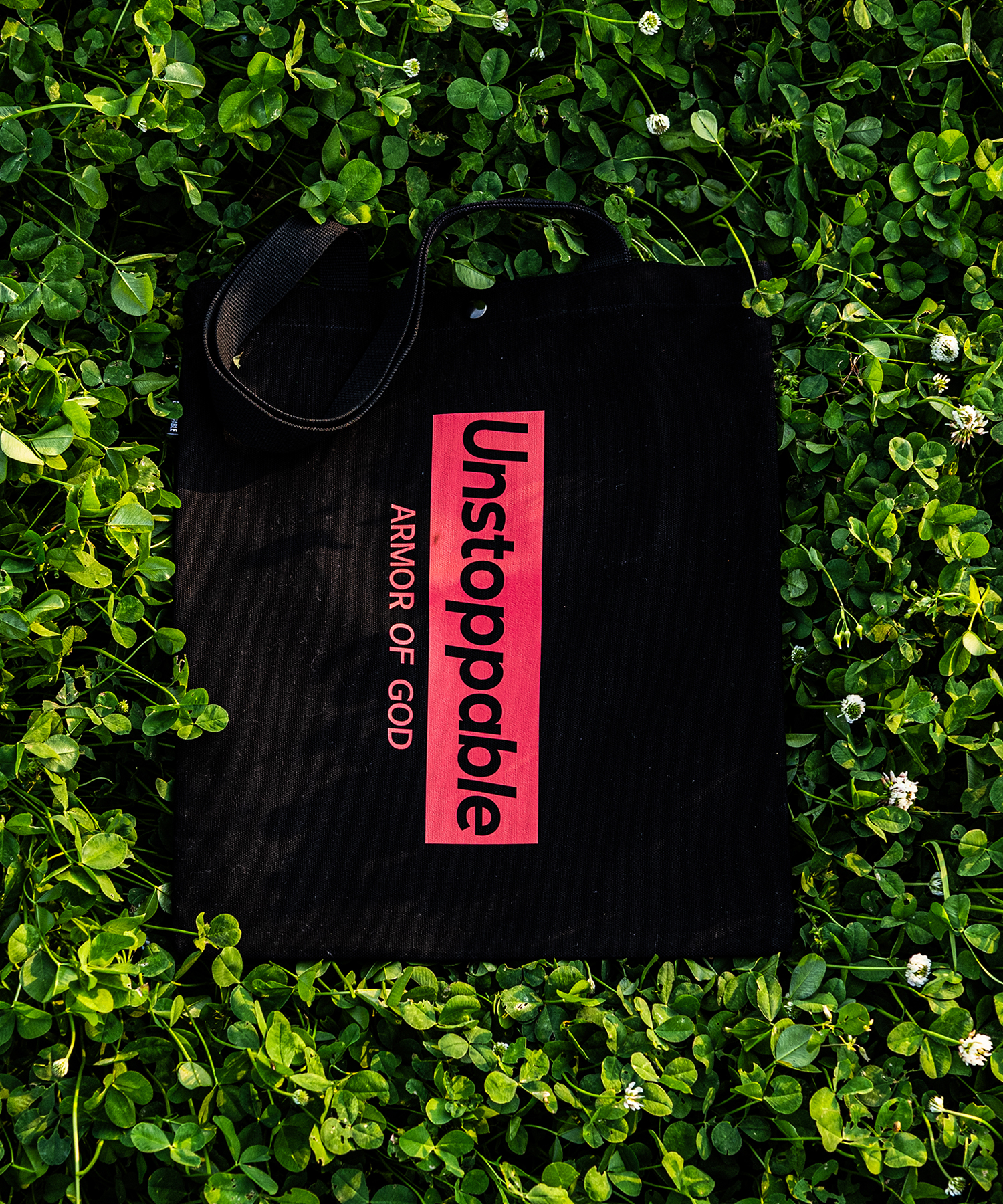 언스탑퍼블 박스로고 에코백 블랙레드 (UNSTOPPABLE box logo eco bag)