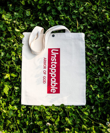 언스탑퍼블 박스로고 에코백 아이보리레드 (UNSTOPPABLE box logo eco bag)