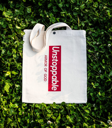 언스탑퍼블 박스로고 에코백 아이보리레드 (UNSTOPPABLE box logo eco bag)